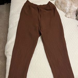 Zara Brown Drawstring Gauze Pants